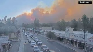 Long lines of cars escape South Fork fire [upl. by Rumney]