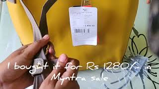 baggit myntra Unboxing yellow baggit bag pack [upl. by Lashonda]