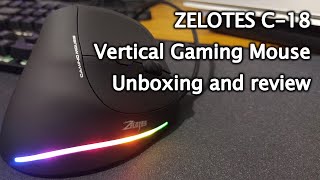 ZELOTES C18 Vertical Gaming Mouse Unboxing and review [upl. by Olatha]