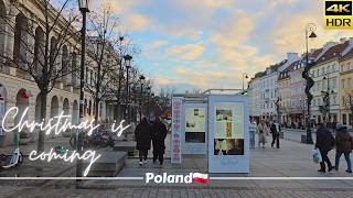 Warsaw getting ready for Christmas 4K HDR walking tour 21112024 ul Krakowskie Przedmiescie [upl. by Maghutte]