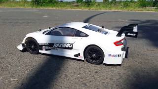 Tamiya Honda NSX Raybrig Concept GT TT02 racing on a closed road [upl. by Elder]