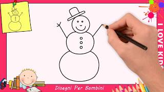 Come disegnare un pupazzo di neve FACILE passo per passo per bambini 2 [upl. by Neelav]