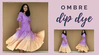 How to Ombre Dip Dye a dress with two colors  DIY Gradient effect tie dye at home [upl. by Fogel]