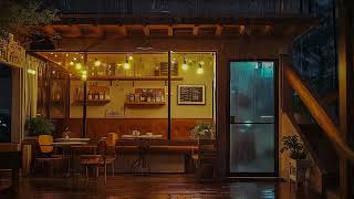 Rainy Jazz Cafe Ambience  Cozy Coffee Shop Sounds for Relaxing Night amp Healing Sleep [upl. by Ainahpets]