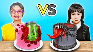 NEW 123 GO Granny vs Wednesday Cake Decorating Challenge Awesome Spooky Food [upl. by Yauqram]