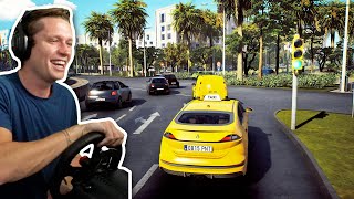 Taxi Life A City Driving Simulator  Part 2  Playing with a Wheel Setup [upl. by Burkhardt]