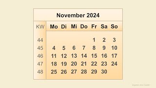 Kalender November 2024 [upl. by Eyllib]