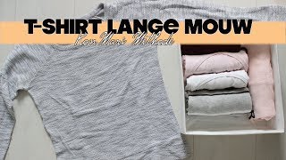 Tshirt lange mouw vouwen TUTORIAL  Marie Kondo  KonMari methode [upl. by Schober684]