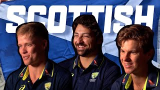 Haggis bahookie Aussies try hand at Scottish slang  Australias Tour of UK 2024 [upl. by Atsirak]