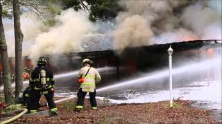 FLAMES At least six fire companies battle fire at old Cavalier Motor Lodge 6 25 15 [upl. by Barthol]