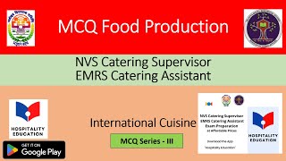 NVS Catering Supervisor EMRS Catering Assistant MCQ Food Production MCQ Part 3 [upl. by Sang]