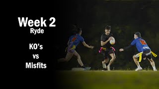 KOs vs Misfits  Ryde Tuesday Oztag Div 3  Week 2 [upl. by Lacy321]