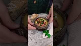 Potato cream soup with fresh bread food autumn recipe soup viralvideo [upl. by Ellenoj]