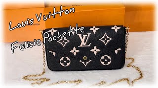 Louis Vuitton Felicie Pochette 2021  Bicolor Monogram Empreinte  BlackBeige Color with Mod Shots [upl. by Norag279]