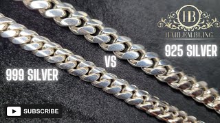 HarlemBlings 8mm 999 Silver vs 10mm 925 Silver Miami Cuban Link Chains [upl. by Potts444]