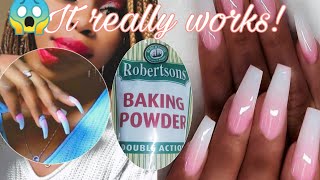 DIY NAILS  BAKING SODA NAILS  It worked DIY NAILS AT HOME [upl. by Westerfield]