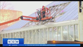 Alewife MBTA Station closed as debris clean up from crash continues [upl. by Yseulta]