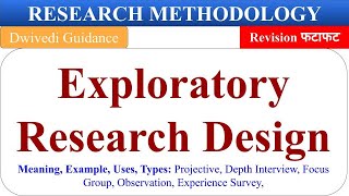 Exploratory Research Design in hindi exploratory research in hindi Research methodology mba bba [upl. by Leake]