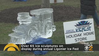 Ice sculptures on display at Ligonier Ice Fest [upl. by Hannasus]