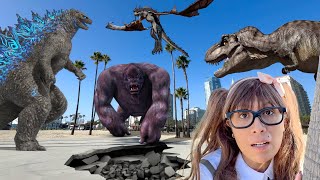 Godzilla vs Kong vs TRex vs Dragon Ultimate Monster Battle Stories for Kids [upl. by Nicoli]