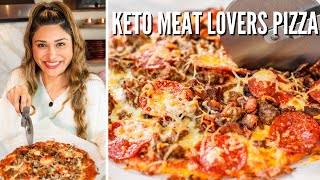 ZERO CARB CRUST PIZZA How to Make Keto Meat Lovers Pizza Recipe [upl. by Inal174]