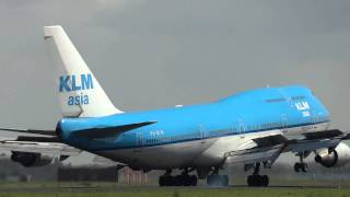 Touchdown HD Spectacular crosswind landings of KLM Asia passenger and KLM Cargo Boeing 747400 [upl. by Karoline526]