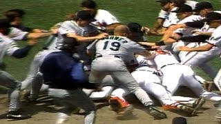 Wild brawl ensues after Mike Mussina plunks Bill Haselman [upl. by Mcwherter918]