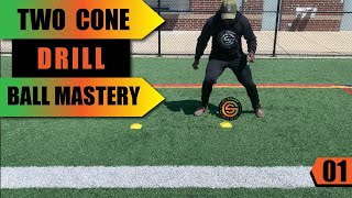 TWO CONE BALL MASTERY DRILL 1  SOCCER TRAINING  GET SHARP SOCCER [upl. by Arved]