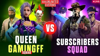 SUBS SQUAD Vs QG SQUAD 4v4 UNLIMITED CUSTOMS🔥 viral freefirelive freefire turniplive [upl. by Mandy84]