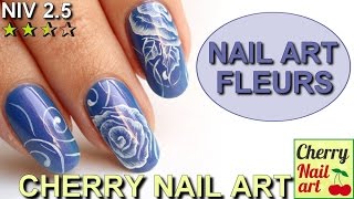 NAIL ART fleur one stroke monochrome [upl. by Nowaj]