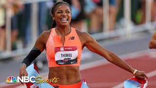 Gabby Thomas speeds past ShaCarri Richardson in worldleading 200m win at Nationals  NBC Sports [upl. by Oiruam]