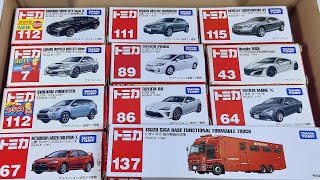 Opening various Tomica sedans and red truck from the box ☆ Tomica Toyota Subaru Cars [upl. by Melania465]