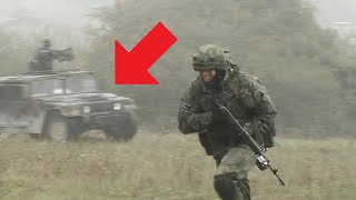 Polish Army Soldiers Chased By US Humvee During Intense Military Firefight Training Exercise [upl. by Namso]