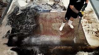 Red wool rug cleaning Speeded Up  Restoration  ASMR video [upl. by Lithea]