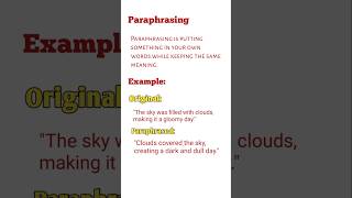 What is Paraphrasing🤔 shortsvideo shorts [upl. by Akzseinga149]