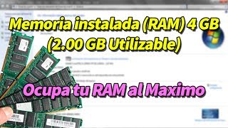 Memoria Instalada RAM 4 GB 200 GB Utilizable Windows 10  81  7  Vista [upl. by Abrahams]