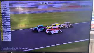 BTCC Donington park 2024 legends race crash rolled car ford sedan [upl. by Daitzman]