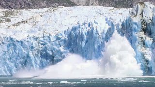 Shocking huge glacier wall collapse big wave alaska 2k17  shockwave [upl. by Cosenza]