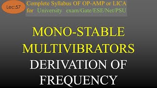 Lec57 Monostable Multivibrator  Derivation of Frequency ot Time Period  OpAmp  R K Classes [upl. by Gazo]