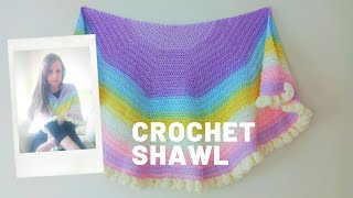 CROCHET EASY CRESCENT HALF CIRCLE SHAWL FOR BEGINNERS  Crochet Semicircular Wrap DIY amp Free Pattern [upl. by Asiilanna163]