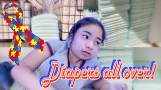 Autism amp Diapers all over the house  Severe Autism non verbal  Everyday Autism life with Ashy [upl. by Tima]