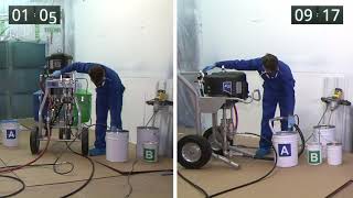 Graco XP70 pluralcomponent sprayer save time and money by removing handmixing [upl. by Randolf]