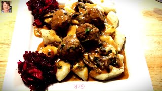 Klopsy Wieprzowo Wołowe z Kopytkami i BuraczkamiPork and Beef Meatballs with Kopytka and Beetroot [upl. by Manoop]