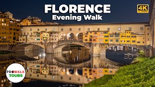 Florence Italy Evening Walk  4K UHD 60fps  with Captions [upl. by Siroved]