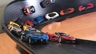 HOT WHEELS HYPERCAR MEGA SUPER CURVE CRASH RACE 2 feat Bugatti Chiron Ferrari FXX K and more [upl. by Airenahs]