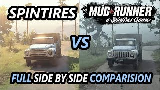 Mudrunner vs Spintires Full Comparison  Vehicles  Gameplay  Physics  Graphics  Sound [upl. by Norean]