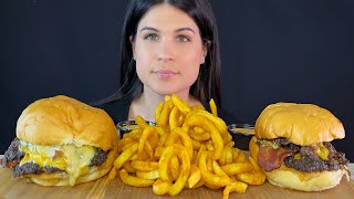 BURGERS amp CURLY FRIES  MUKBANG  ASMR  EATING SOUNDS [upl. by Elletsyrc]