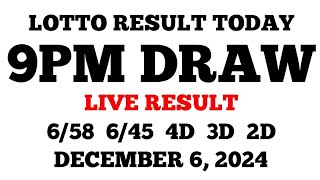 Lotto Result Today 9PM Draw December 6 2024 PCSO LIVE Result [upl. by Bozuwa977]