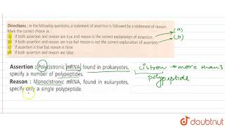 Assertion  Polycistronic mRNA found in prokaryotes specify a number of polypeptides [upl. by Pernell]