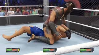 Triple Threat Steel Cage Match Wwe2k22 [upl. by Yniatirb]